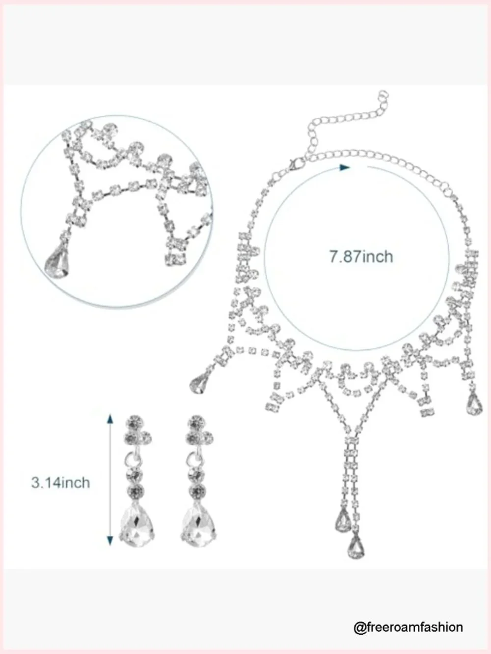 Cowgirl Outfit - Rhinestone Cowboy Hat, Bling Necklace & Crystal Earrings 3